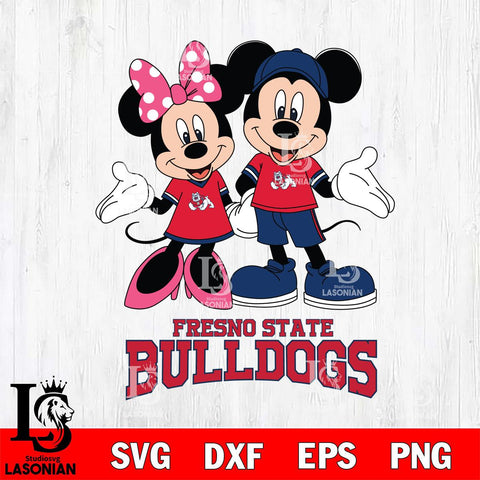 Fresno State Bulldogs Mickey Minnie Mouse Sport Svg Eps Dxf Png File, NCAA svg , File Cut , Digital Download , Instant Download, Cut Svg Files