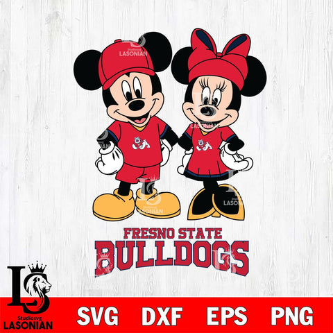 Fresno State Bulldogs Mickey Minnie Rugby Svg Eps Dxf Png File, NCAA svg , File Cut , Digital Download , Instant Download, Cut Svg Files