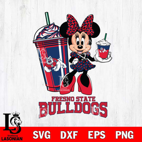 Fresno State Bulldogs Minnie Mouse Fan And Coffee Svg Eps Dxf Png File, Digital Download, Instant Download