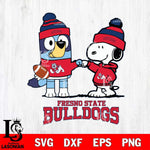 Fresno State Bulldogs Snoopy & Bluey Football Svg Eps Dxf Png File,NCAA Svg Files,Chill Guy svg ,Digital Download ,Instant Download, Cricut File