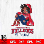 Fresno State Bulldogs #1 beauty Black Fan Girl, Svg Eps Dxf Png File, Digital Download