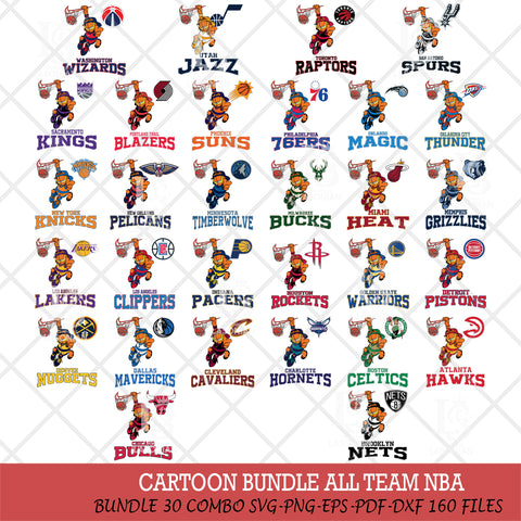 Garfield NBA ALL TEAM Svg Eps Dxf Png File, Bundle NBA svg, Digital Download, Instant Download