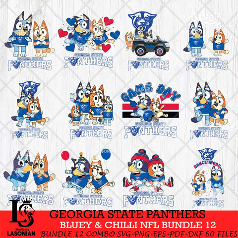 Georgia State Panthers Bluey & Bingo Bundle 12 SVG Svg Eps Dxf Png File, Bundle NCAA svg, Digital Download, Instant Download