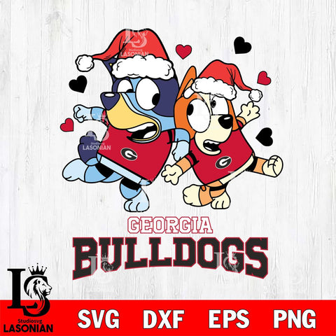 Georgia Bulldogs Bluey Christmas NFL Svg Eps Dxf Png File, Digital Download