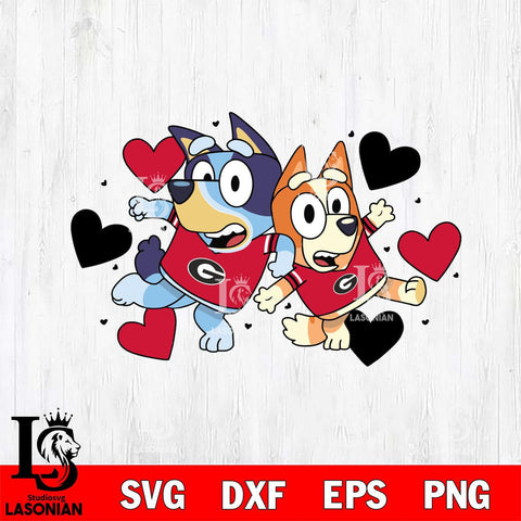 Georgia Bulldogs Bluey heart Svg Eps Dxf Png File, Digital Download, Instant Download