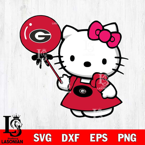 Georgia Bulldogs Cute Hello Kitty 2 Svg Eps Dxf Png File, Digital Download, Instant Download