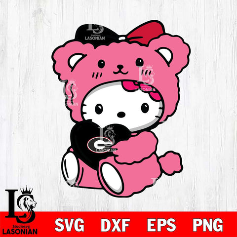 Georgia Bulldogs Cute Hello Kitty 3 Svg Eps Dxf Png File, Digital Download, Instant Download