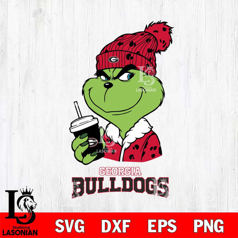 Georgia Bulldogs Grinch Cofffe Christmas Cut Files Cricut, Svg Dxf Eps Png file, Digital download , Silhouette