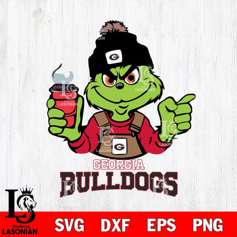 Georgia Bulldogs Grinch with coffee Svg Eps Dxf Png File, Digital Download, Instant Download