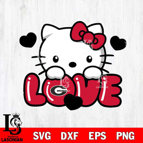 Georgia Bulldogs Hello Kitty Love Svg Eps Dxf Png File, Digital Download, Instant Download