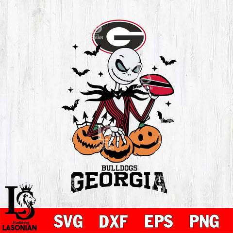 Georgia Bulldogs Jack Skellington 2 halloween Svg Eps Dxf Png File, NCAA svg, Digital Download, Instant Download