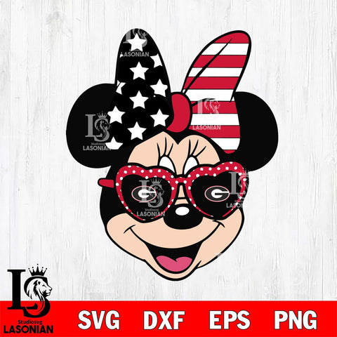 Georgia Bulldogs Minnie Mouse Love Svg Eps Dxf Png File, NCAA svg, Digital Download, Instant Download