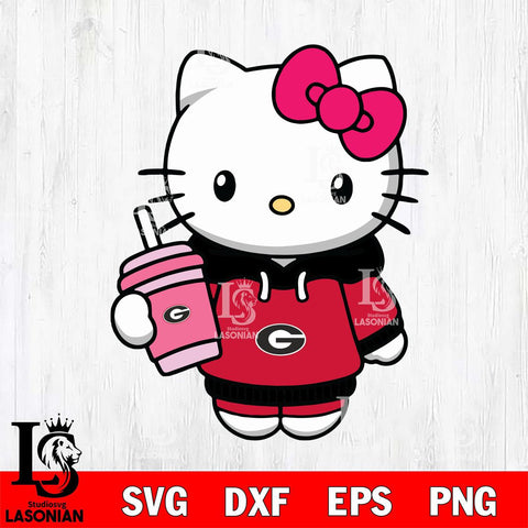 Georgia Bulldogs Pretty Hello Kitty Svg Eps Dxf Png File, Digital Download, Instant Download