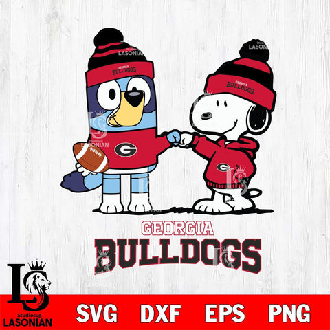 Georgia Bulldogs Snoopy & Bluey Football Svg Eps Dxf Png File,NCAA Svg Files,Chill Guy svg ,Digital Download ,Instant Download, Cricut File