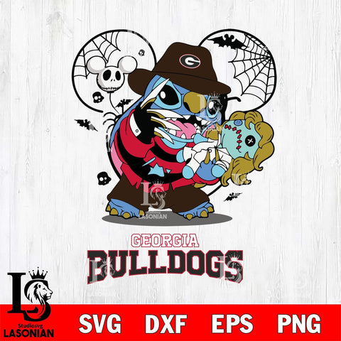 Georgia Bulldogs Stitch Freddy Krueger Halloween Svg Eps Dxf Png File, Digital Download, Instant Download