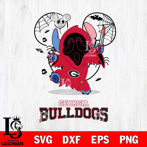 Georgia Bulldogs Stitch Ghost Face Halloween 2 Svg Eps Dxf Png File, Digital Download, Instant Download