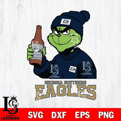 Georgia Southern Eagles Grinch Drinking Beer Christmas Cut Files Cricut, Svg Dxf Eps Png file, Digital download , Silhouette