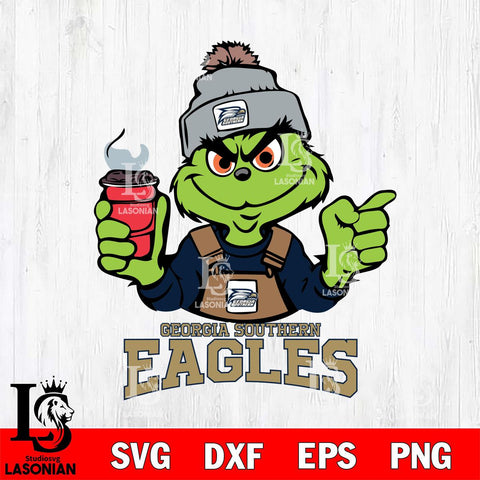 Georgia Southern Eagles Grinch with coffee Svg Eps Dxf Png File, Digital Download, Instant Download