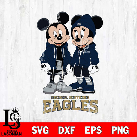 Georgia Southern Eagles Mickey Minnie Mouse Rugby Svg Eps Dxf Png File, NCAA svg , File Cut , Digital Download , Instant Download, Cut Svg Files