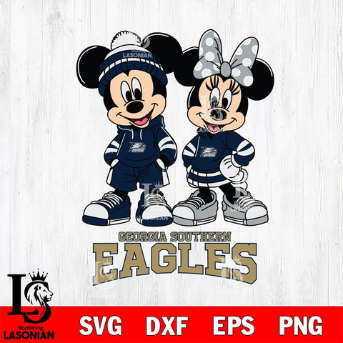 Georgia Southern Eagles Mickey Minnie Rugby Hoodie Svg Eps Dxf Png File, NCAA svg , File Cut , Digital Download , Instant Download, Cut Svg Files