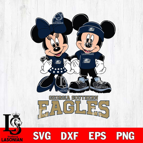 Georgia Southern Eagles Mickey Minnie Rugby ball Svg Eps Dxf Png File, NCAA svg , File Cut , Digital Download , Instant Download, Cut Svg Files