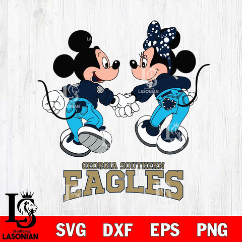 Georgia Southern Eagles Mickey Minnie Valentine Rugby Svg Eps Dxf Png File, Digital Download ,Instant Download, Cricut File