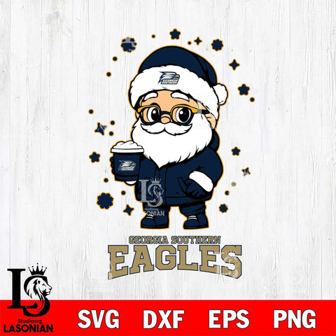 Georgia Southern Eagles Santa Claus Coffe Svg dxf eps png pdf file,NCAA svg,Digital Download,Cricut file