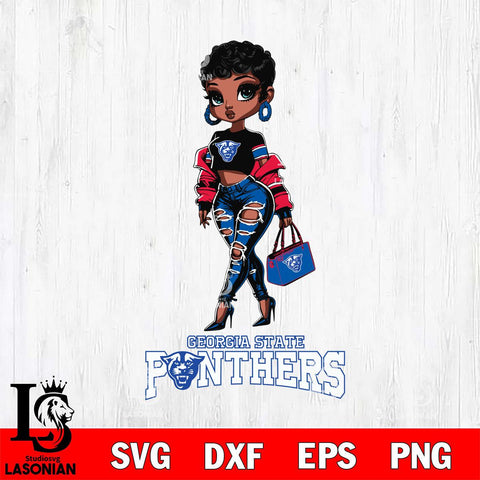 Georgia State Panthers Beautiful Black Fan Girl, Svg Eps Dxf Png File, Digital Download