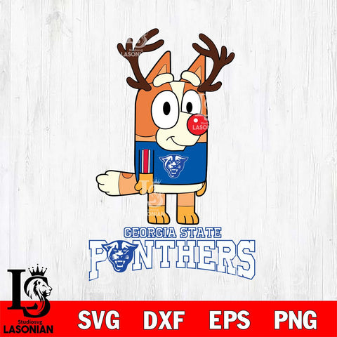 Georgia State Panthers Bluey Chilli Christmas Deer Svg Eps Dxf Png File, Digital Download