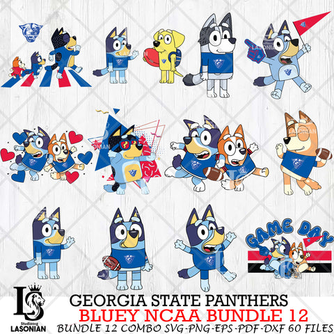 Georgia State Panthers Bluey NCAA Bundle 12 Svg Eps Dxf Png File, Digital Download, Instant Download