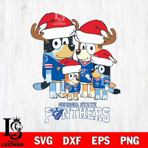 Georgia State Panthers Christmas Bluey Santa Family Cut Files,Bluey Cricut,Christmas Svg , Bluey svg , Digital Download, dxf eps png pdf file