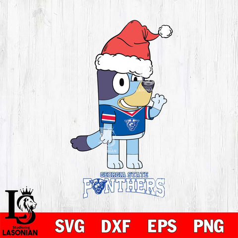 Georgia State Panthers Christmas Bluey Say Hi Cut Files,Bluey Cricut,Christmas Svg , Bluey svg , Digital Download, dxf eps png pdf file