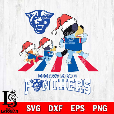 Georgia State Panthers Christmas Family Bluey Walking Cut Files,Bluey Cricut,Christmas Svg , Bluey svg , Digital Download, dxf eps png pdf file