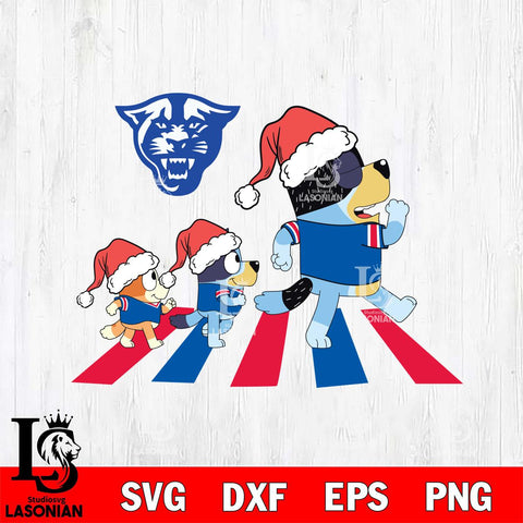 Georgia State Panthers Family Bluey Walking Christmas Svg Eps Dxf Png File, Digital Download, Instant Download