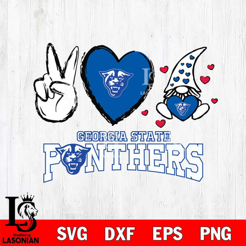 Georgia State Panthers Gnomes Peace & Love Svg Eps Dxf Png File, Digital Download, Instant Download