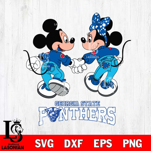 Georgia State Panthers Mickey Minnie Valentine Rugby Svg Eps Dxf Png File, Digital Download ,Instant Download, Cricut File