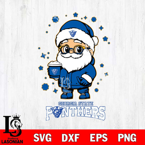 Georgia State Panthers Santa Claus Coffe Svg dxf eps png pdf file,NCAA svg,Digital Download,Cricut file