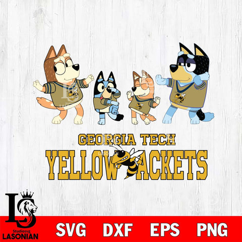 Georgia Tech Yellow Jackets Bluey Dance Squats Svg Eps Dxf Png File, Digital Download, Instant Download