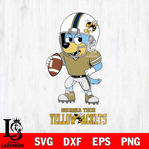 Georgia Tech Yellow Jackets Bluey rugby Svg Eps Dxf Png File, Digital Download ,Instant Download, Cricut File