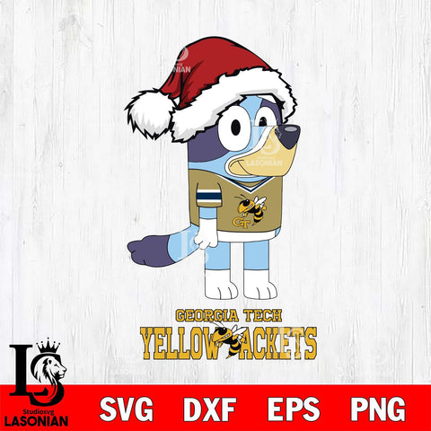 Georgia Tech Yellow Jackets Christmas Bluey Hat Cut Files,Bluey Cricut,Christmas Svg , Bluey svg , Digital Download, dxf eps png pdf file