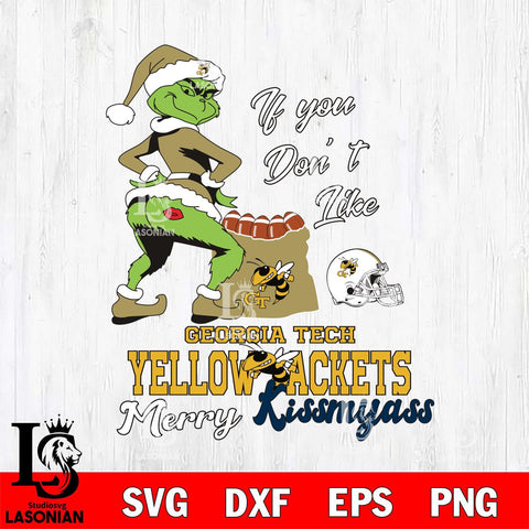 Georgia Tech Yellow Jackets Merry kissmyass grinch Svg Eps Dxf Png File,NCAA Svg Files,Digital Download,Sublimation,Instant Download