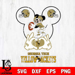 Georgia Tech Yellow Jackets Mickey Heart Rugby Svg Eps Dxf Png File, Digital Download ,Instant Download, Cricut File