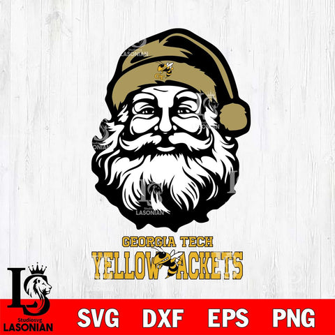 Georgia Tech Yellow Jackets Santa Claus Christmas Svg dxf eps png pdf file,NCAA svg,Digital Download,Cricut file