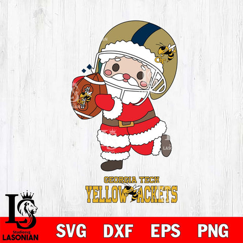 Georgia Tech Yellow Jackets Santa Claus Cute Svg dxf eps png pdf file,NCAA svg,Digital Download,Cricut file