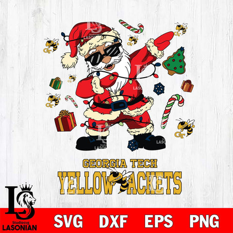 Georgia Tech Yellow Jackets Santa Claus Football Svg dxf eps png pdf file,NCAA svg,Digital Download,Cricut file