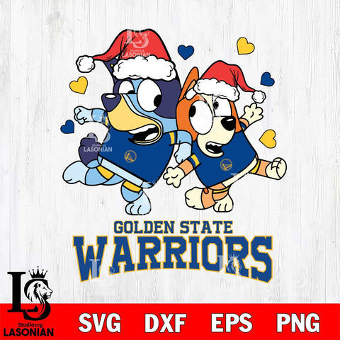 Golden State Warriors Bluey Christmas NFL Svg Eps Dxf Png File, Digital Download