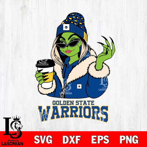 Golden State Warriors Boujee Grinch Girls Christmas Cut Files Cricut, Svg Dxf Eps Png file , Silhouette