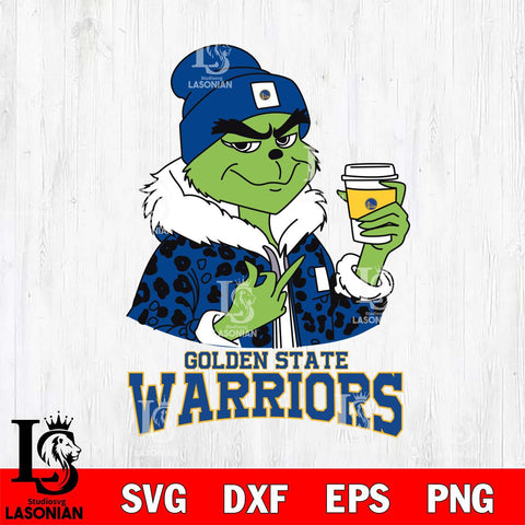 Golden State Warriors Boujee Grinch Leopard Christmas Cut Files Cricut, Svg Dxf Eps Png file , Silhouette