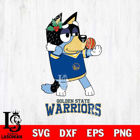 Golden State Warriors Christmas Bluey Bandit Heeler Svg , Christmas Svg , Bluey svg , Digital Download, dxf eps png pdf file