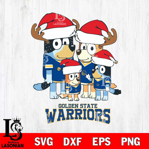 Golden State Warriors Christmas Bluey Santa Family Svg , Christmas Svg , Bluey svg , Digital Download, dxf eps png pdf file